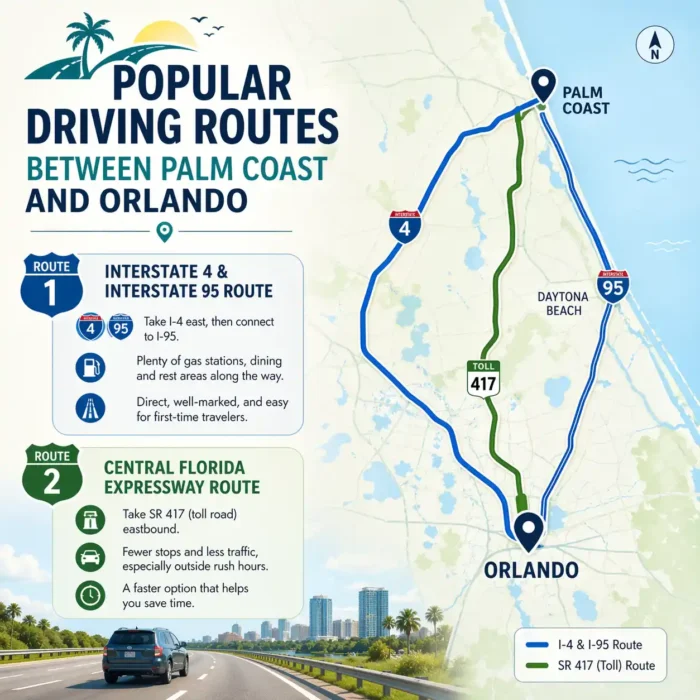 Popular Driving Routes Between Palm Coast and Orlando