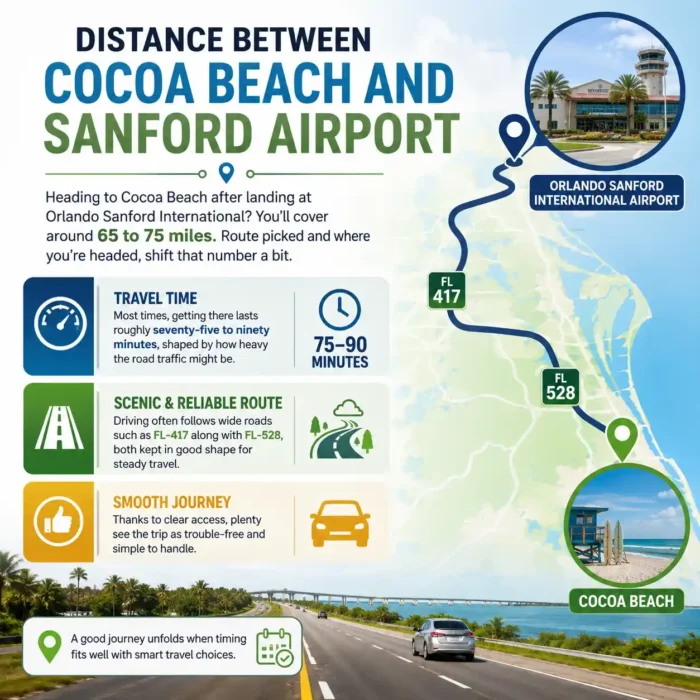 Distance Between Cocoa Beach and Sanford Airport